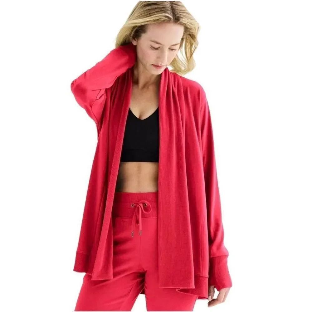 Tek Gear Women's Surely Red Poly / Rayon / Spandex Open Front Cardigan Athletic